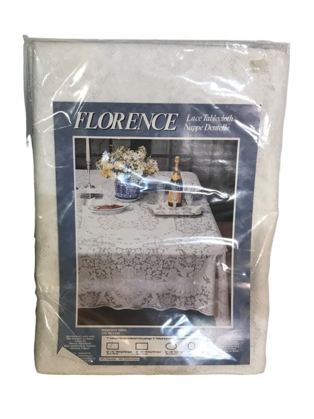Florence Lace Tablecloth Oblong 52"X 70" Oblong Cottagecore Country Soil Release